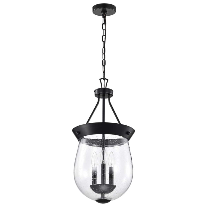 Pendant Nuvo 60-7800 Boliver 3 Light Pendant - 11 Inches - Matte Black Finish - Clear Seeded Glass Nuvo