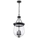 Pendant Nuvo 60-7800 Boliver 3 Light Pendant - 11 Inches - Matte Black Finish - Clear Seeded Glass Nuvo