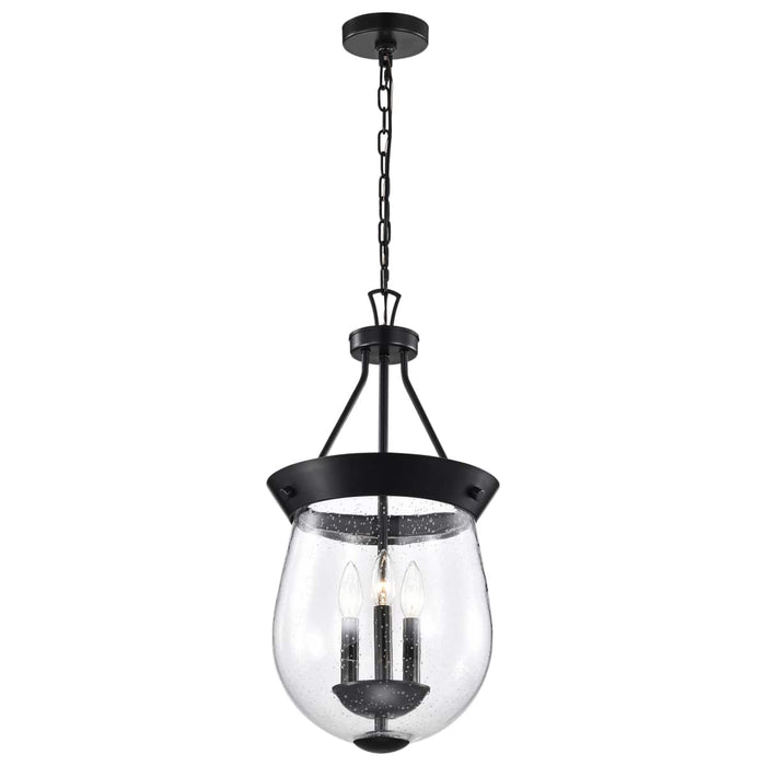 Pendant Nuvo 60-7800 Boliver 3 Light Pendant - 11 Inches - Matte Black Finish - Clear Seeded Glass Nuvo