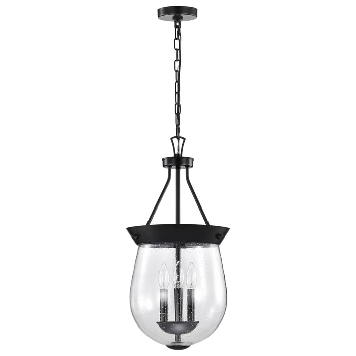 Pendant Nuvo 60-7800 Boliver 3 Light Pendant - 11 Inches - Matte Black Finish - Clear Seeded Glass Nuvo