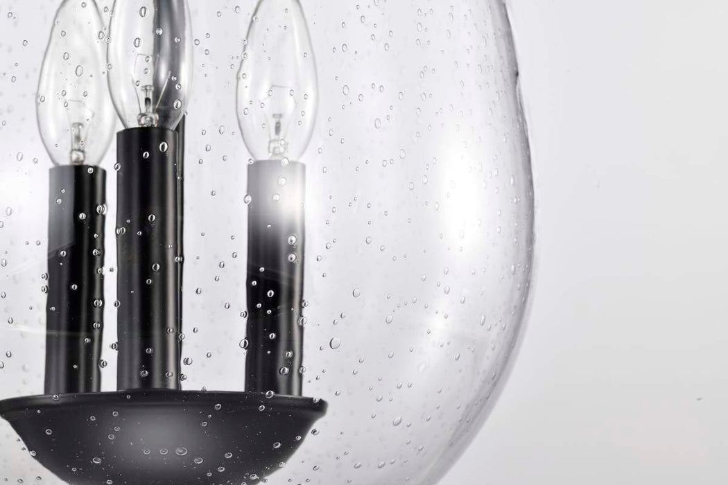 Pendant Nuvo 60-7800 Boliver 3 Light Pendant - 11 Inches - Matte Black Finish - Clear Seeded Glass Nuvo