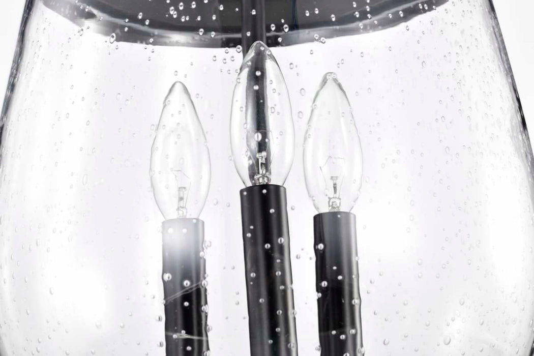 Pendant Nuvo 60-7800 Boliver 3 Light Pendant - 11 Inches - Matte Black Finish - Clear Seeded Glass Nuvo