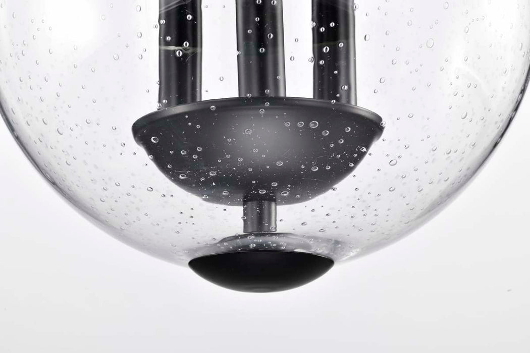 Pendant Nuvo 60-7800 Boliver 3 Light Pendant - 11 Inches - Matte Black Finish - Clear Seeded Glass Nuvo