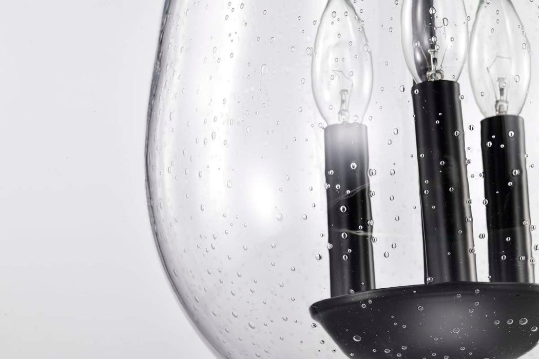 Pendant Nuvo 60-7800 Boliver 3 Light Pendant - 11 Inches - Matte Black Finish - Clear Seeded Glass Nuvo