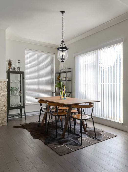 Pendant Nuvo 60-7800 Boliver 3 Light Pendant - 11 Inches - Matte Black Finish - Clear Seeded Glass Nuvo