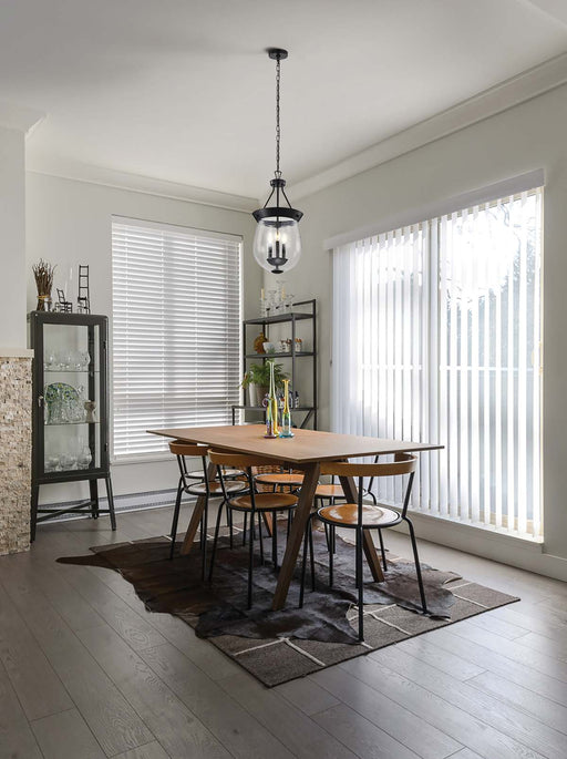 Pendant Nuvo 60-7800 Boliver 3 Light Pendant - 11 Inches - Matte Black Finish - Clear Seeded Glass Nuvo