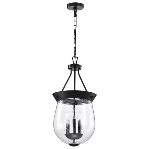 Pendant Nuvo 60-7800 Boliver 3 Light Pendant - 11 Inches - Matte Black Finish - Clear Seeded Glass Nuvo