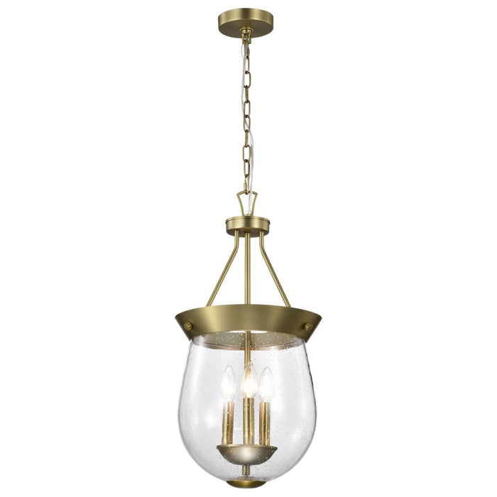 Pendant Nuvo 60-7801 Boliver 3 Light Pendant - 11 Inches - Vintage Brass Finish - Clear Seeded Glass Nuvo