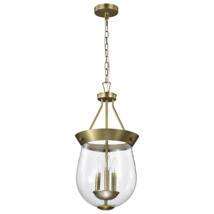 Pendant Nuvo 60-7801 Boliver 3 Light Pendant - 11 Inches - Vintage Brass Finish - Clear Seeded Glass Nuvo