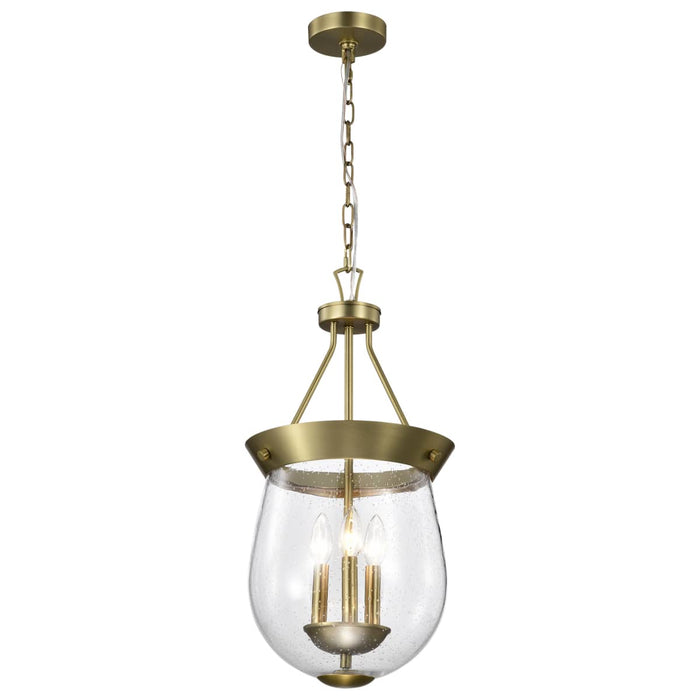 Pendant Nuvo 60-7801 Boliver 3 Light Pendant - 11 Inches - Vintage Brass Finish - Clear Seeded Glass Nuvo