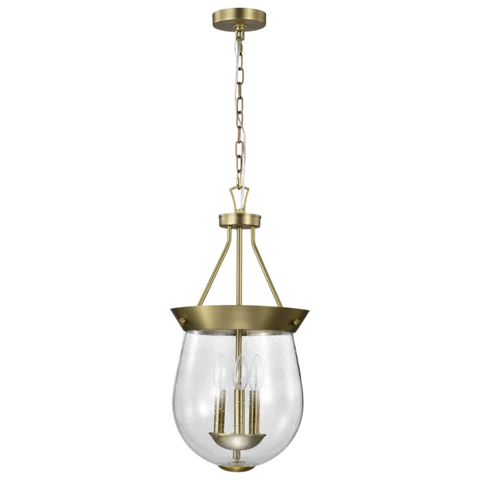 Pendant Nuvo 60-7801 Boliver 3 Light Pendant - 11 Inches - Vintage Brass Finish - Clear Seeded Glass Nuvo