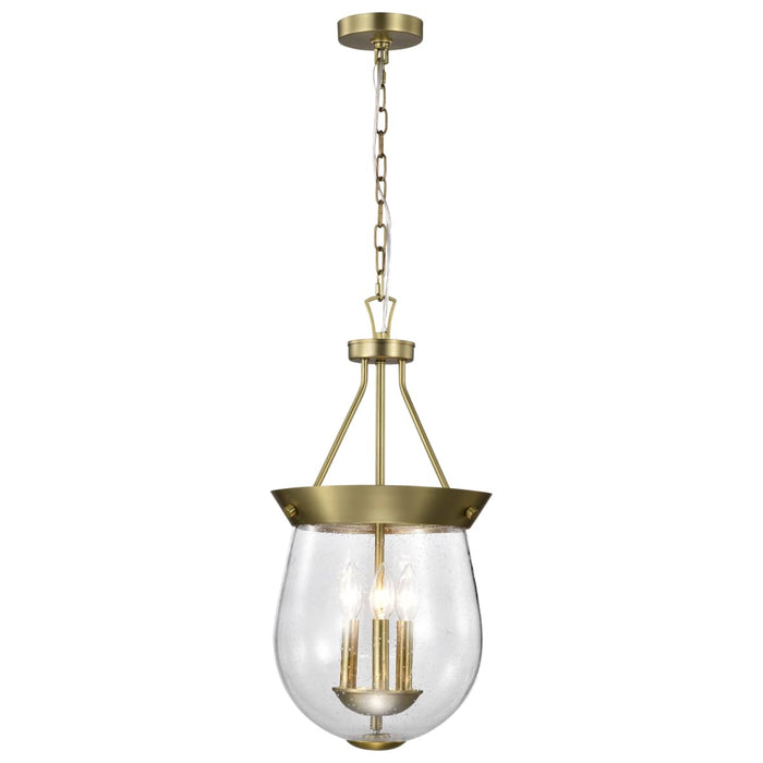 Pendant Nuvo 60-7801 Boliver 3 Light Pendant - 11 Inches - Vintage Brass Finish - Clear Seeded Glass Nuvo
