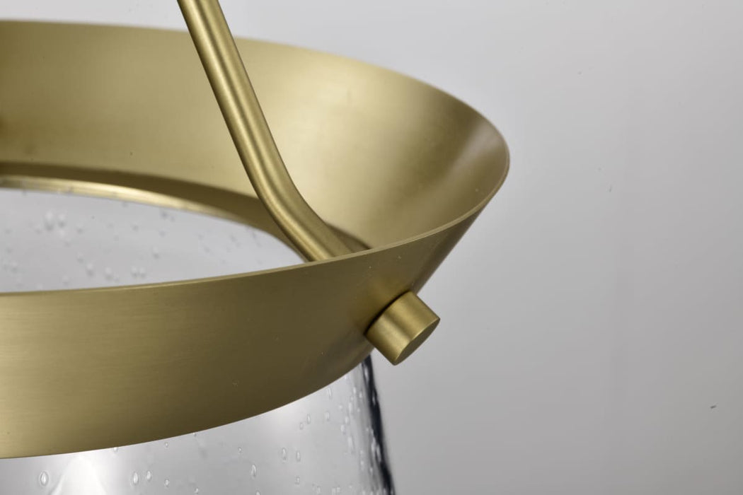 Pendant Nuvo 60-7801 Boliver 3 Light Pendant - 11 Inches - Vintage Brass Finish - Clear Seeded Glass Nuvo