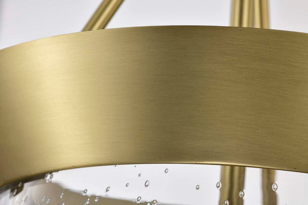 Pendant Nuvo 60-7801 Boliver 3 Light Pendant - 11 Inches - Vintage Brass Finish - Clear Seeded Glass Nuvo