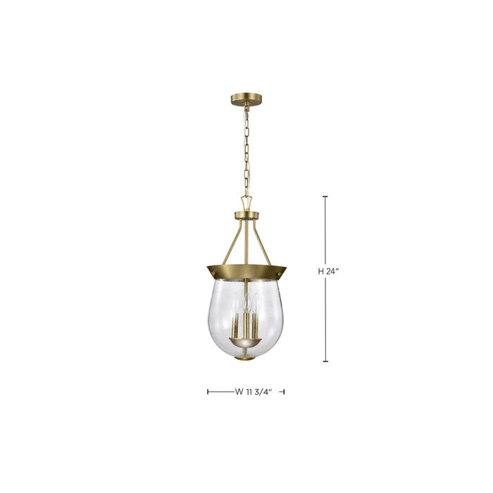 Pendant Nuvo 60-7801 Boliver 3 Light Pendant - 11 Inches - Vintage Brass Finish - Clear Seeded Glass Nuvo