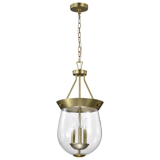 Pendant Nuvo 60-7801 Boliver 3 Light Pendant - 11 Inches - Vintage Brass Finish - Clear Seeded Glass Nuvo