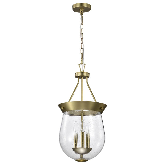 Pendant Nuvo 60-7801 Boliver 3 Light Pendant - 11 Inches - Vintage Brass Finish - Clear Seeded Glass Nuvo