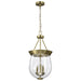 Pendant Nuvo 60-7801 Boliver 3 Light Pendant - 11 Inches - Vintage Brass Finish - Clear Seeded Glass Nuvo