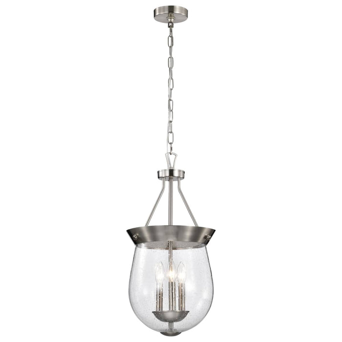 Pendant Nuvo 60-7802 Boliver 3 Light Pendant - 11 Inches - Brushed Nickel Finish - Clear Seeded Glass Nuvo