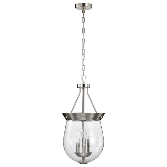 Pendant Nuvo 60-7802 Boliver 3 Light Pendant - 11 Inches - Brushed Nickel Finish - Clear Seeded Glass Nuvo