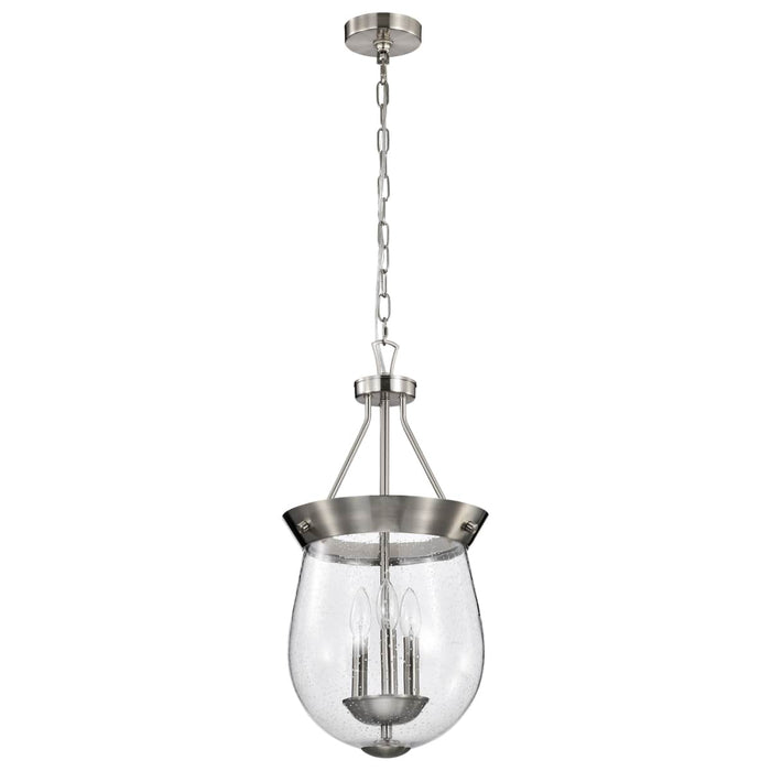 Pendant Nuvo 60-7802 Boliver 3 Light Pendant - 11 Inches - Brushed Nickel Finish - Clear Seeded Glass Nuvo