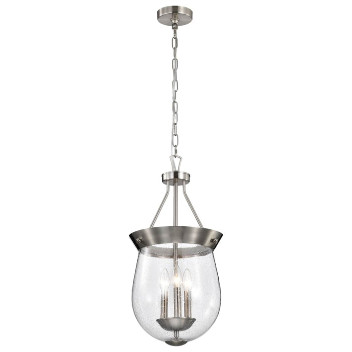 Pendant Nuvo 60-7802 Boliver 3 Light Pendant - 11 Inches - Brushed Nickel Finish - Clear Seeded Glass Nuvo