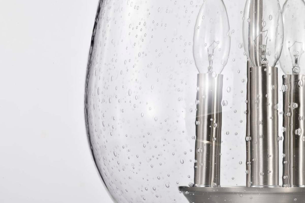 Pendant Nuvo 60-7802 Boliver 3 Light Pendant - 11 Inches - Brushed Nickel Finish - Clear Seeded Glass Nuvo