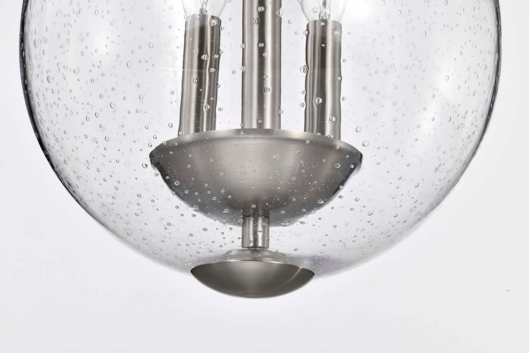 Pendant Nuvo 60-7802 Boliver 3 Light Pendant - 11 Inches - Brushed Nickel Finish - Clear Seeded Glass Nuvo