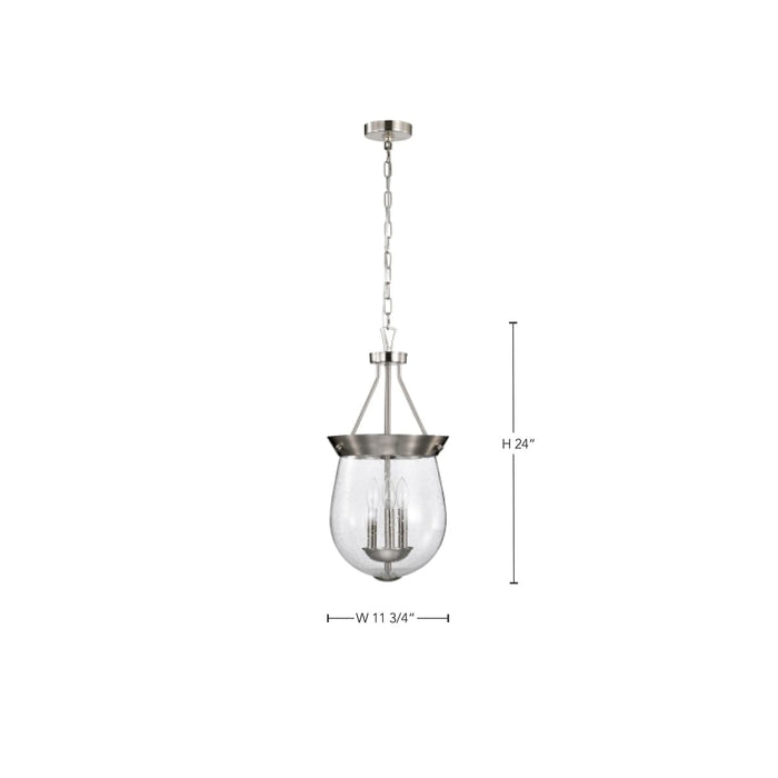 Pendant Nuvo 60-7802 Boliver 3 Light Pendant - 11 Inches - Brushed Nickel Finish - Clear Seeded Glass Nuvo