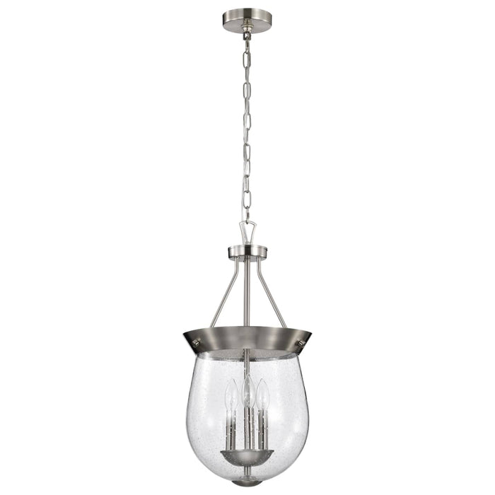 Pendant Nuvo 60-7802 Boliver 3 Light Pendant - 11 Inches - Brushed Nickel Finish - Clear Seeded Glass Nuvo