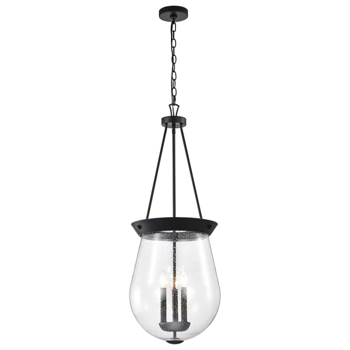 Pendant Nuvo 60-7803 Boliver 3 Light Pendant - 14 Inches - Matte Black Finish - Clear Seeded Glass Nuvo