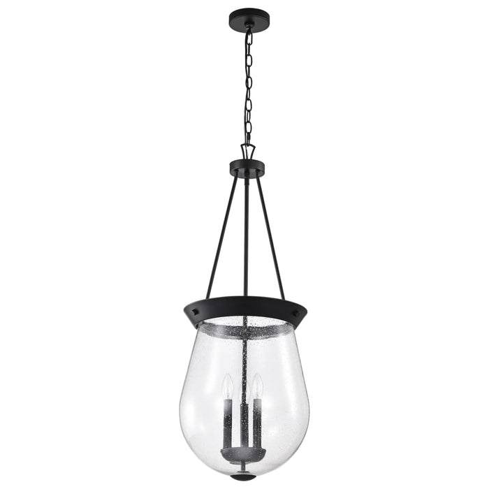 Pendant Nuvo 60-7803 Boliver 3 Light Pendant - 14 Inches - Matte Black Finish - Clear Seeded Glass Nuvo
