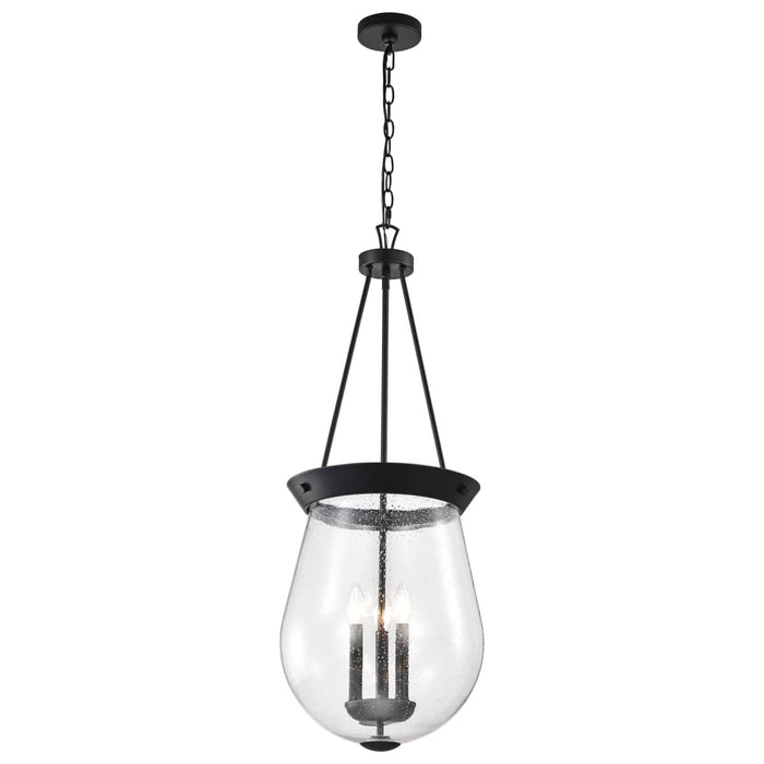 Pendant Nuvo 60-7803 Boliver 3 Light Pendant - 14 Inches - Matte Black Finish - Clear Seeded Glass Nuvo