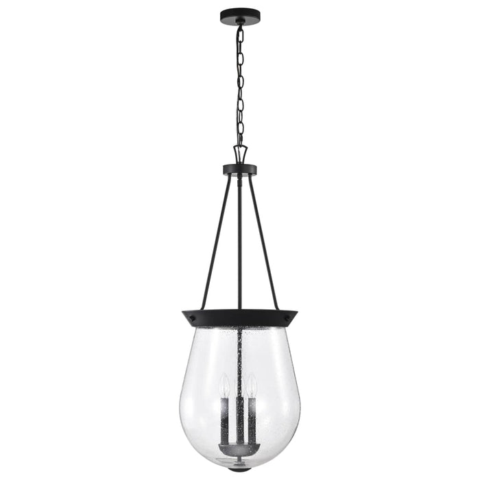 Pendant Nuvo 60-7803 Boliver 3 Light Pendant - 14 Inches - Matte Black Finish - Clear Seeded Glass Nuvo