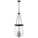 Pendant Nuvo 60-7803 Boliver 3 Light Pendant - 14 Inches - Matte Black Finish - Clear Seeded Glass Nuvo
