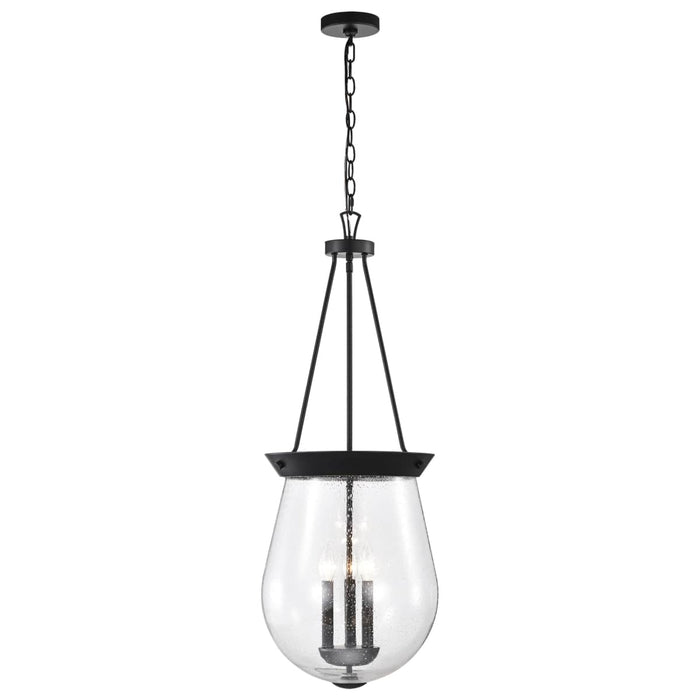 Pendant Nuvo 60-7803 Boliver 3 Light Pendant - 14 Inches - Matte Black Finish - Clear Seeded Glass Nuvo