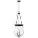Pendant Nuvo 60-7803 Boliver 3 Light Pendant - 14 Inches - Matte Black Finish - Clear Seeded Glass Nuvo