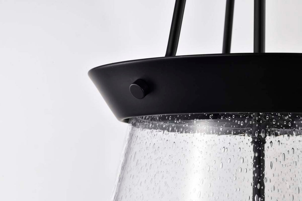 Pendant Nuvo 60-7803 Boliver 3 Light Pendant - 14 Inches - Matte Black Finish - Clear Seeded Glass Nuvo