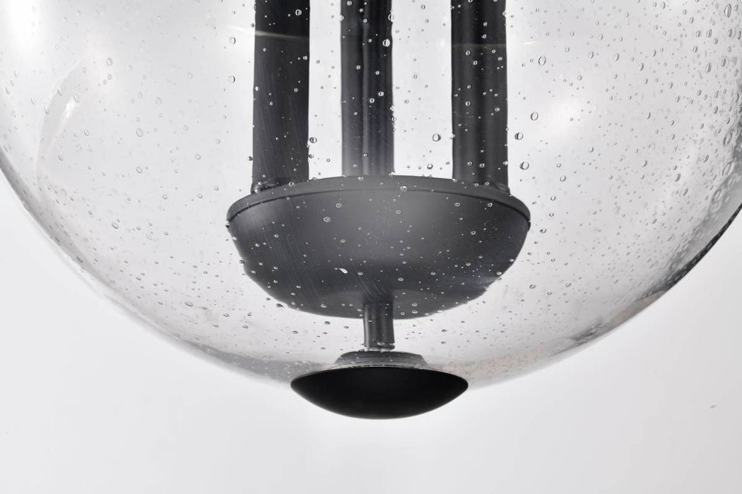 Pendant Nuvo 60-7803 Boliver 3 Light Pendant - 14 Inches - Matte Black Finish - Clear Seeded Glass Nuvo