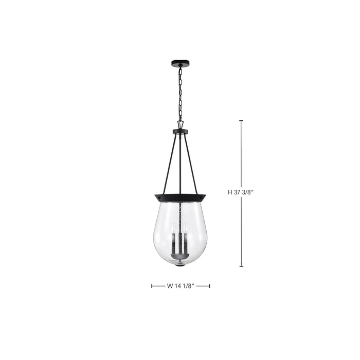 Pendant Nuvo 60-7803 Boliver 3 Light Pendant - 14 Inches - Matte Black Finish - Clear Seeded Glass Nuvo