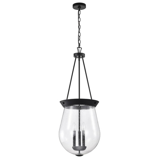 Pendant Nuvo 60-7803 Boliver 3 Light Pendant - 14 Inches - Matte Black Finish - Clear Seeded Glass Nuvo
