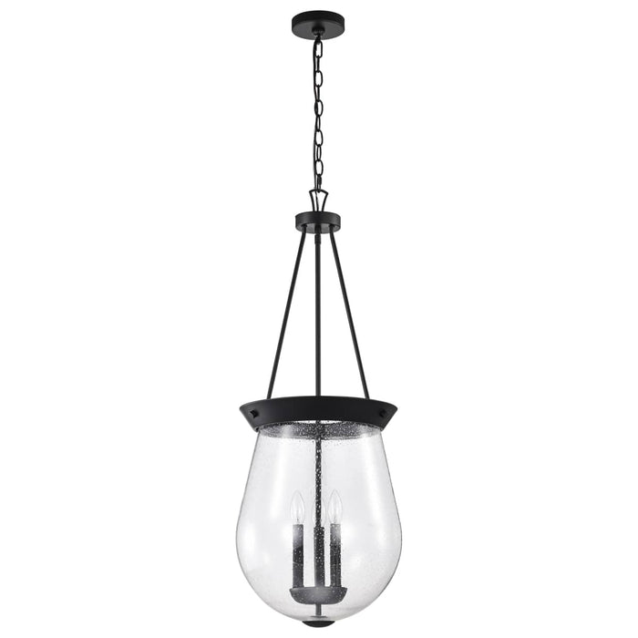 Pendant Nuvo 60-7803 Boliver 3 Light Pendant - 14 Inches - Matte Black Finish - Clear Seeded Glass Nuvo