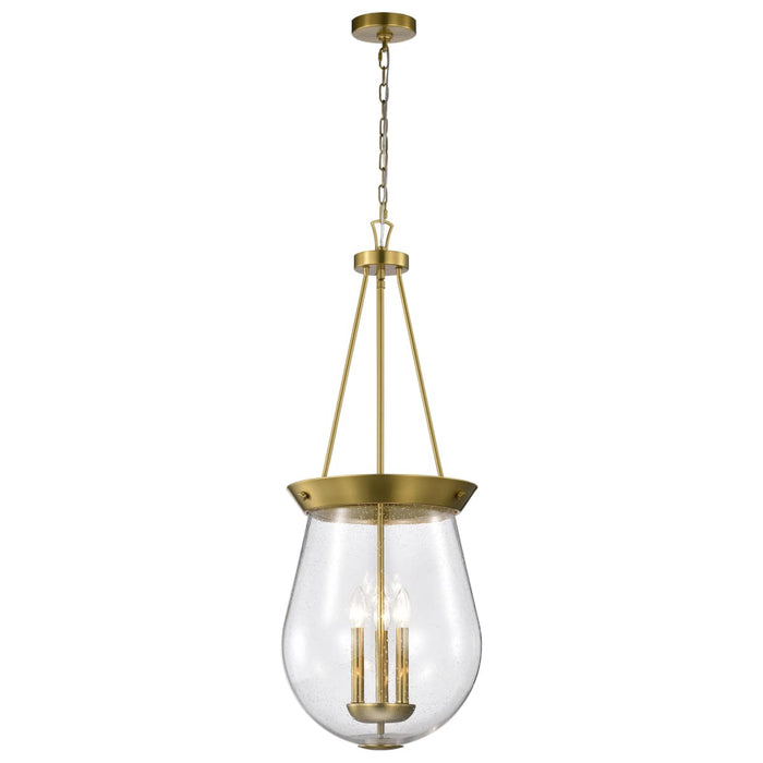 Pendant Nuvo 60-7804 Boliver 3 Light Pendant - 14 Inches - Vintage Brass Finish - Clear Seeded Glass Nuvo