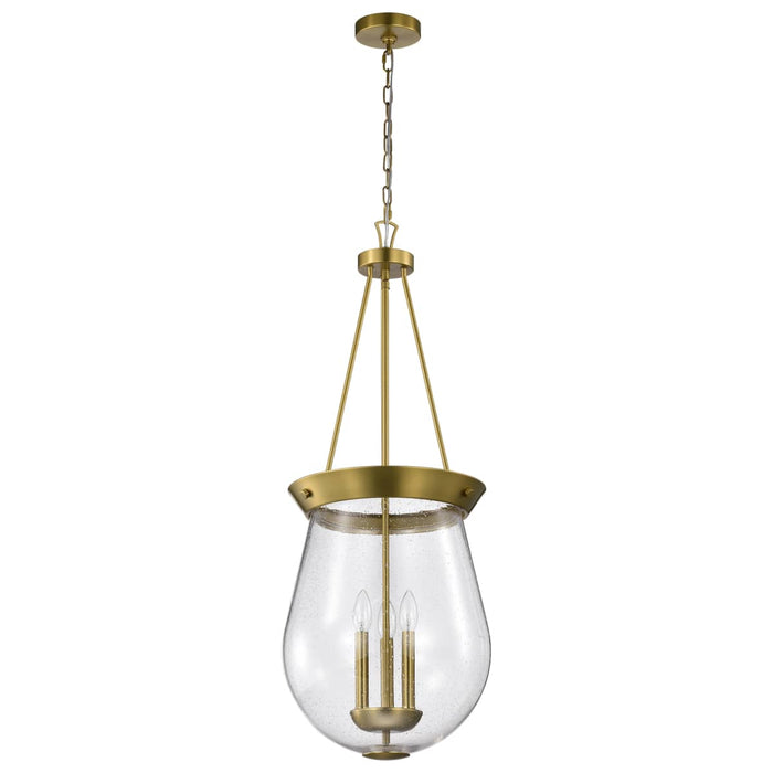 Pendant Nuvo 60-7804 Boliver 3 Light Pendant - 14 Inches - Vintage Brass Finish - Clear Seeded Glass Nuvo