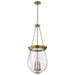 Pendant Nuvo 60-7804 Boliver 3 Light Pendant - 14 Inches - Vintage Brass Finish - Clear Seeded Glass Nuvo