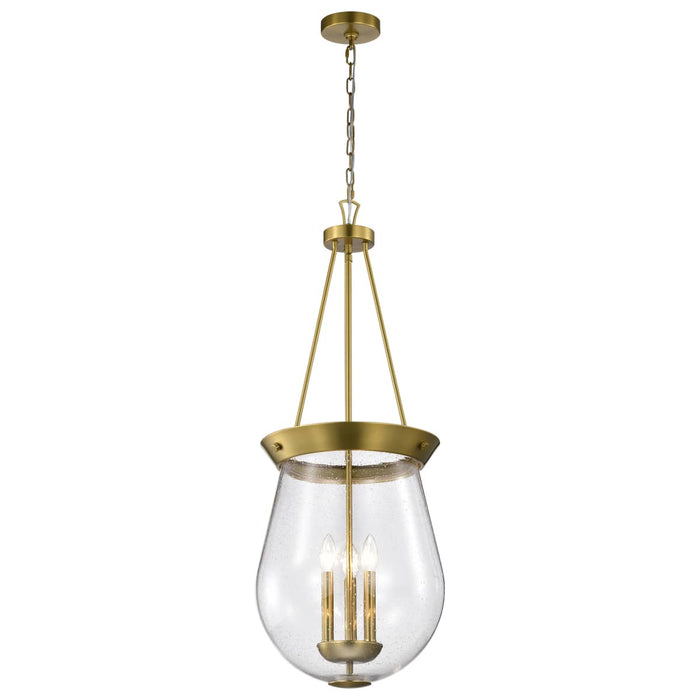 Pendant Nuvo 60-7804 Boliver 3 Light Pendant - 14 Inches - Vintage Brass Finish - Clear Seeded Glass Nuvo