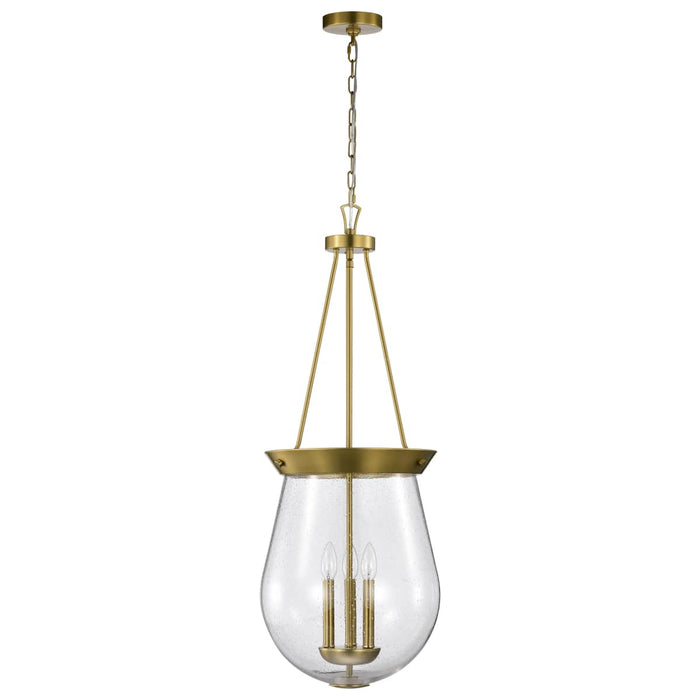 Pendant Nuvo 60-7804 Boliver 3 Light Pendant - 14 Inches - Vintage Brass Finish - Clear Seeded Glass Nuvo
