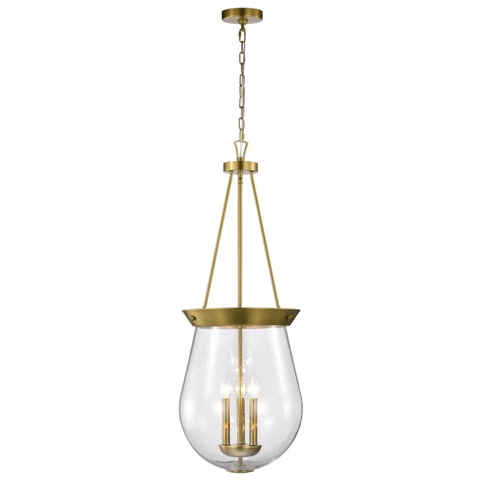 Pendant Nuvo 60-7804 Boliver 3 Light Pendant - 14 Inches - Vintage Brass Finish - Clear Seeded Glass Nuvo