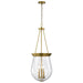 Pendant Nuvo 60-7804 Boliver 3 Light Pendant - 14 Inches - Vintage Brass Finish - Clear Seeded Glass Nuvo
