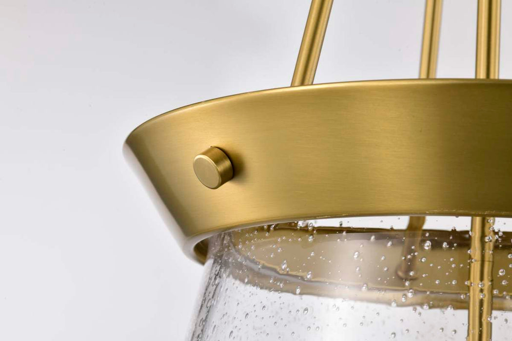 Pendant Nuvo 60-7804 Boliver 3 Light Pendant - 14 Inches - Vintage Brass Finish - Clear Seeded Glass Nuvo